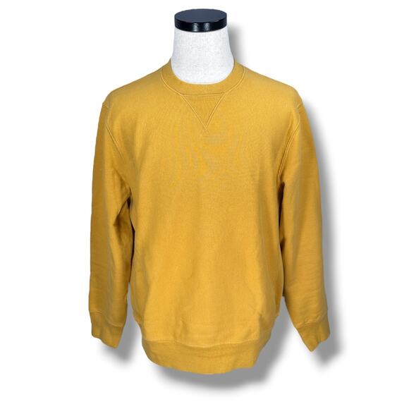 J.Crew Sportswear Thick Crewneck Sweatshirt Men’s Large Mustard Fleece Lined - Picture 1 of 8